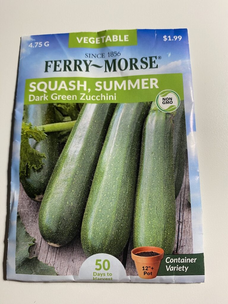 front of seed packet showing photo of mature crop, name of plant and variety