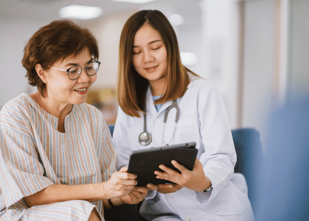 woman consulting with her physician