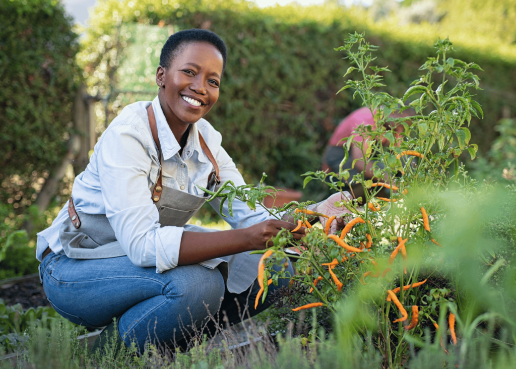 working in the garden